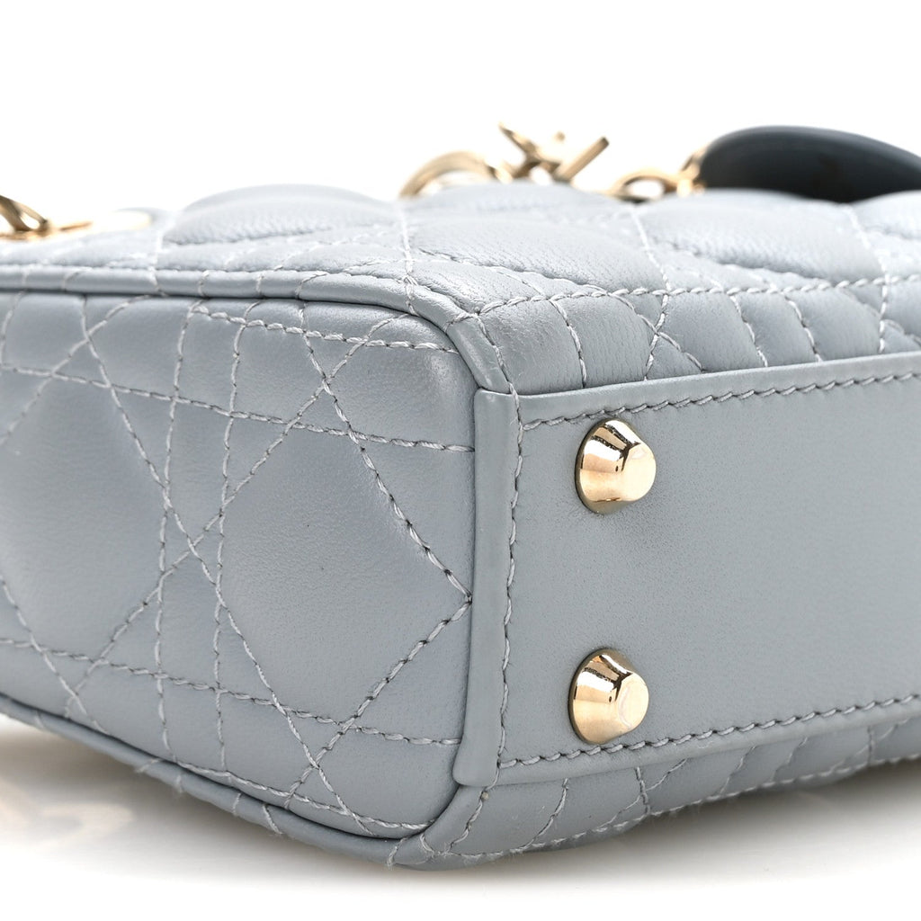 Lambskin Cannage Micro Lady Dior Cloud Blue wholesalehk.shop