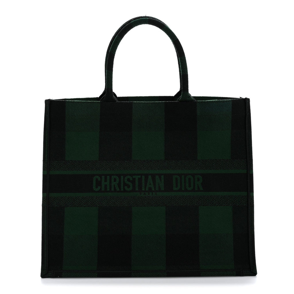 Canvas Embroidered Checkered Book Tote Black Green £¨ Direct shipment via from wholesalehk.shop