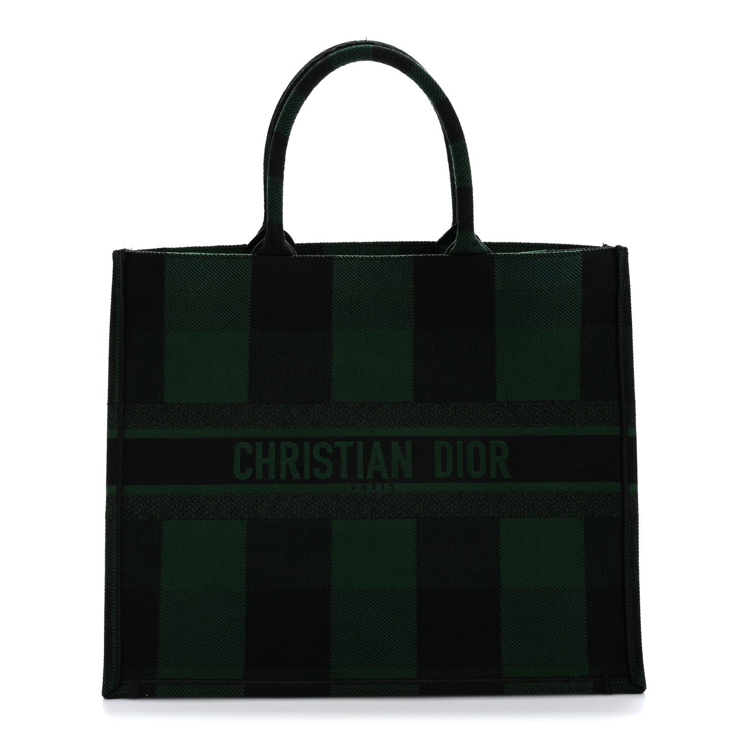 Canvas Embroidered Checkered Book Tote Black Green £¨ Direct shipment via from wholesalehk.shop