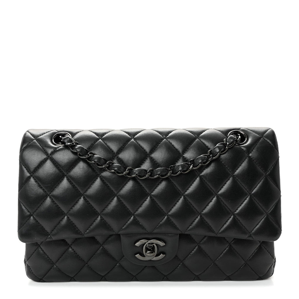 Lambskin Quilted Medium Double Flap So Black wholesalehk.shop