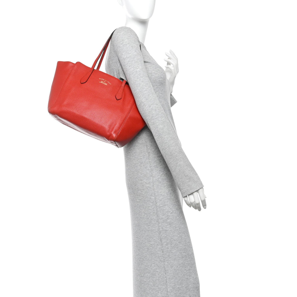 Dollar Calfskin Small Swing Tote Red wholesalehk.shop