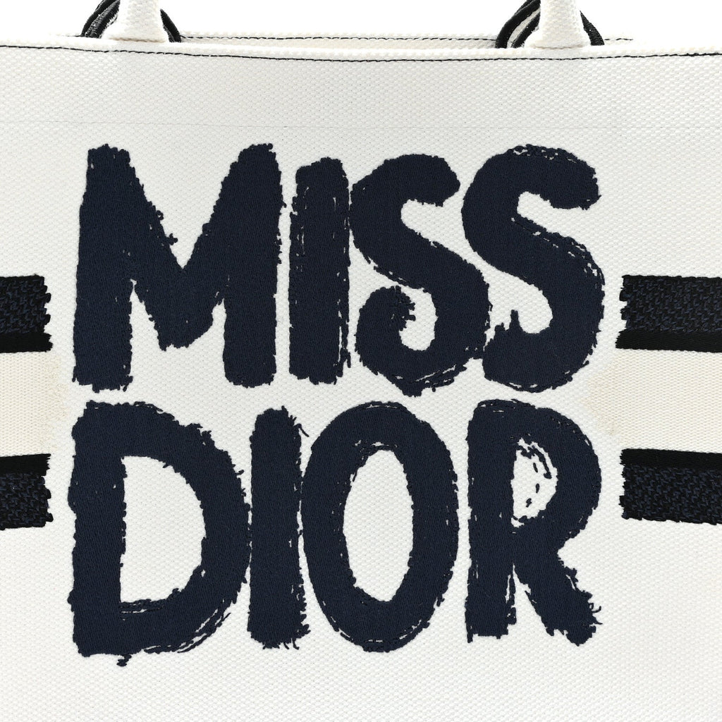 Canvas Embroidered Medium Miss Dior Graffiti Book Tote Navy White £¨ Direct shipment via from wholesalehk.shop