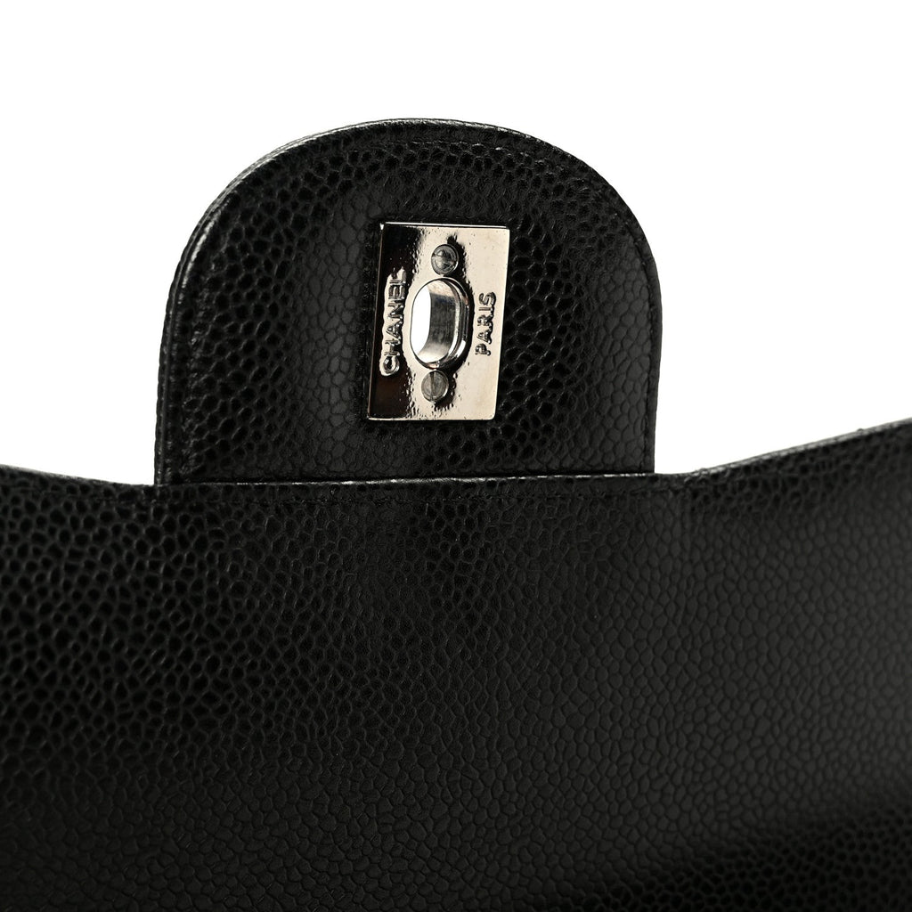 Caviar Quilted Maxi Double Flap Black wholesalehk.shop