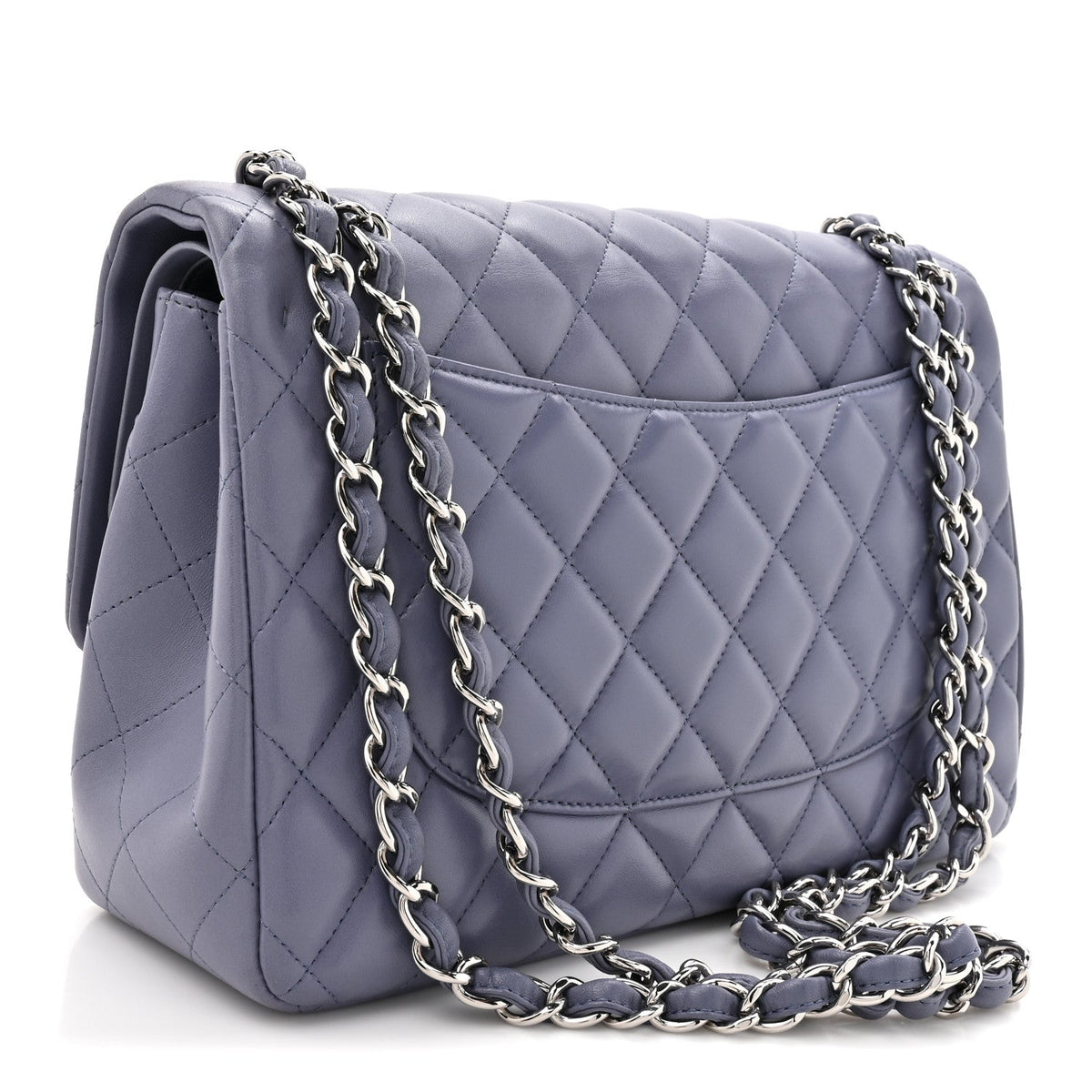 Lambskin Quilted Jumbo Double Flap Light Purple wholesalehk.shop
