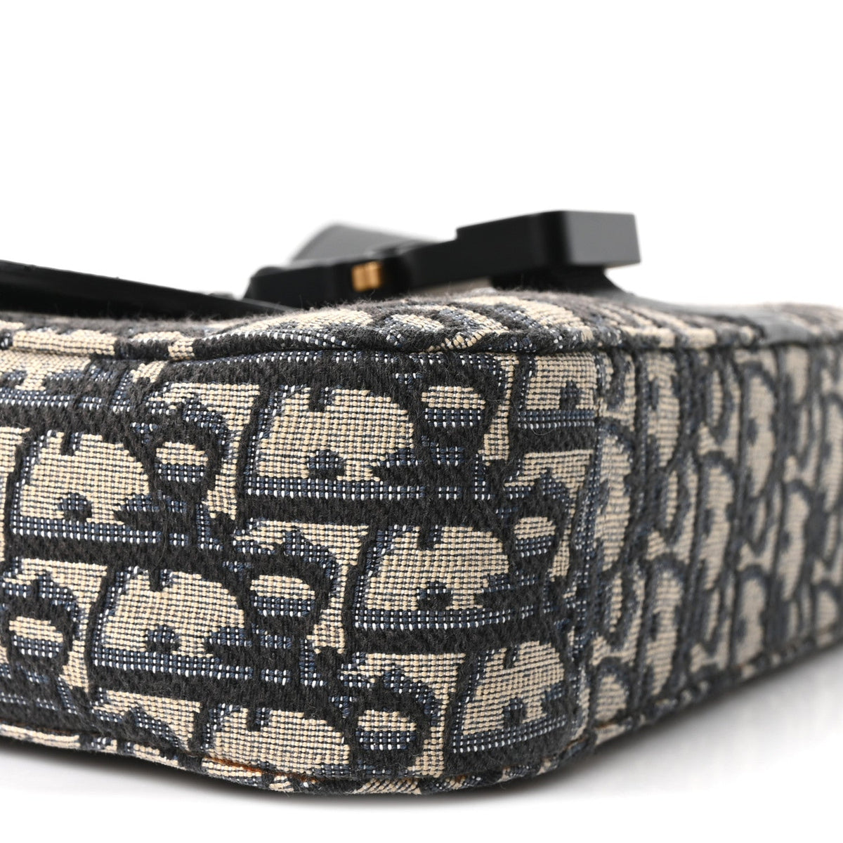 Oblique Jacquard Grained Calfskin Small Saddle Messenger Bag Beige Black wholesalehk.shop