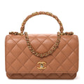 Shiny Caviar Quilted Pick Me Up Wallet On Chain WOC Beige wholesalehk.shop