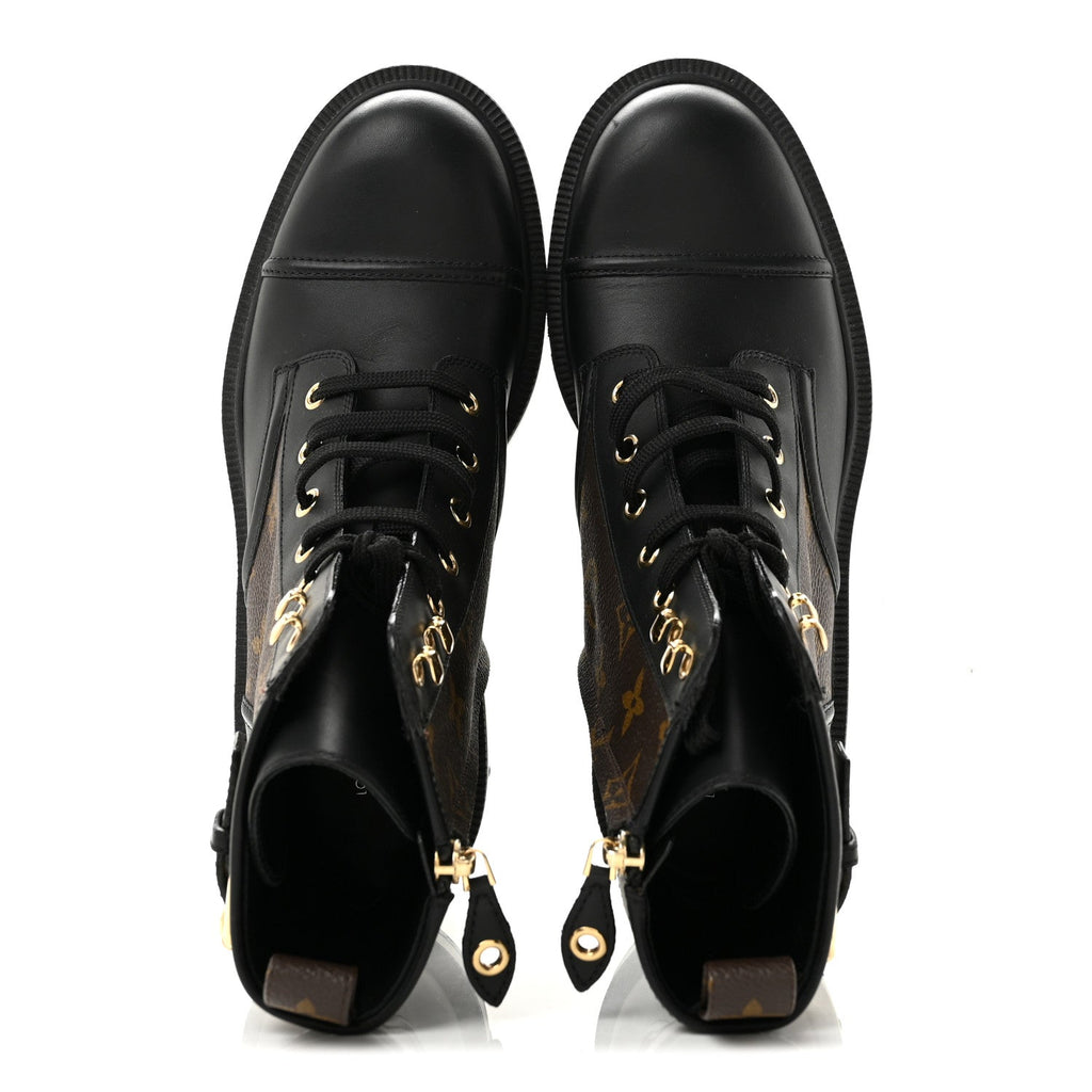 Calfskin Monogram Citizen Flat Ranger Boots 37.5 Cacao Brown Black £¨ Direct shipment via from wholesalehk.shop