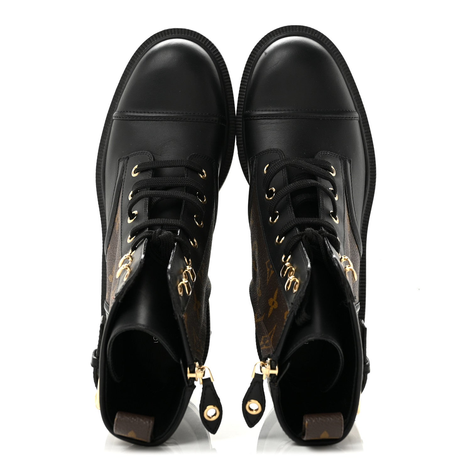 Calfskin Monogram Citizen Flat Ranger Boots 37.5 Cacao Brown Black £¨ Direct shipment via from wholesalehk.shop