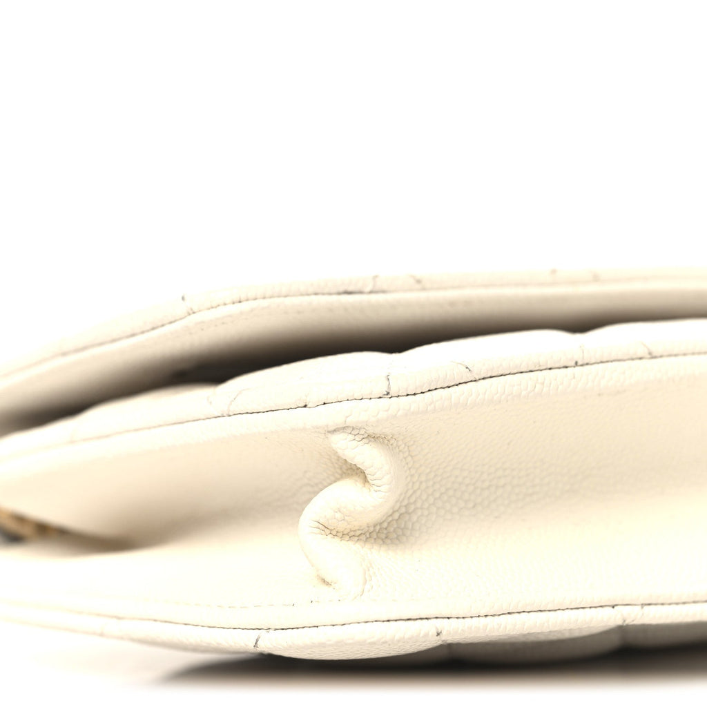 Shiny Caviar Quilted Flap Charm Wallet On Chain WOC White wholesalehk.shop