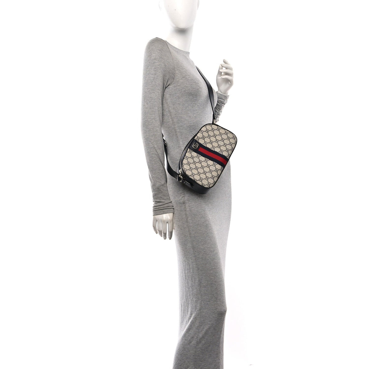 GG Supreme Monogram Textured Dollar Calfskin Web Small Ophidia Camera Bag Beige Blue wholesalehk.shop