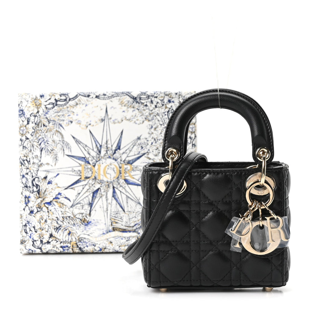 Lambskin Cannage Micro Lady Dior Black wholesalehk.shop