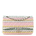 Tweed Quilted Medium Double Flap Yellow White Ochre wholesalehk.shop