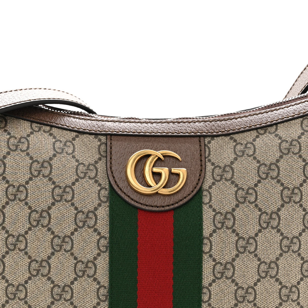 GG Supreme Monogram Web Small Ophidia Half Moon Hobo Brown wholesalehk.shop