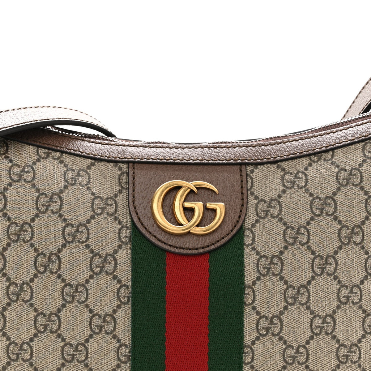 GG Supreme Monogram Web Small Ophidia Half Moon Hobo Brown wholesalehk.shop