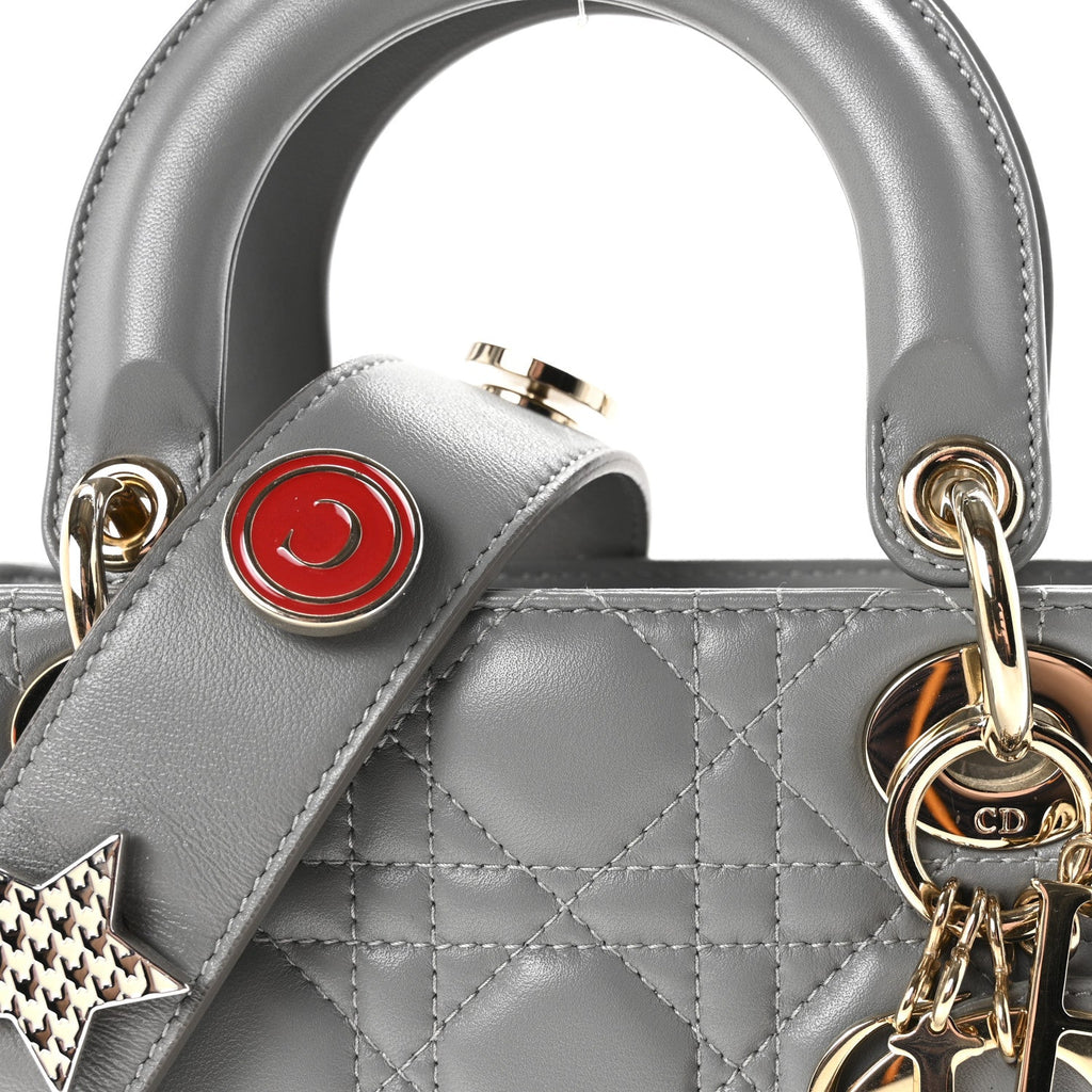 Lambskin Cannage Small My Lucky Badges My Lady Dior Grey wholesalehk.shop