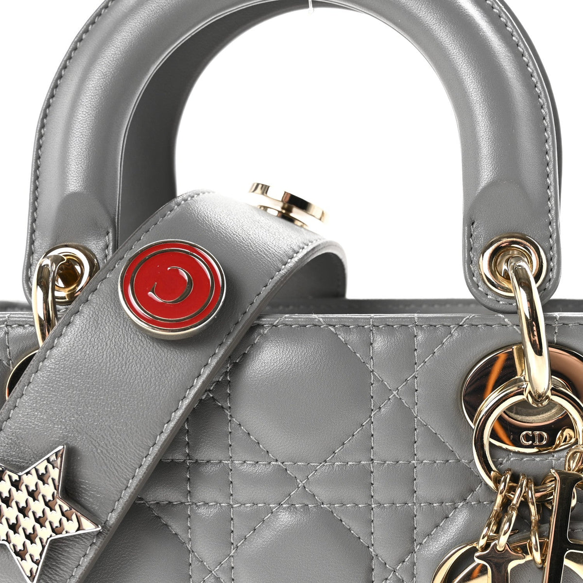 Lambskin Cannage Small My Lucky Badges My Lady Dior Grey wholesalehk.shop