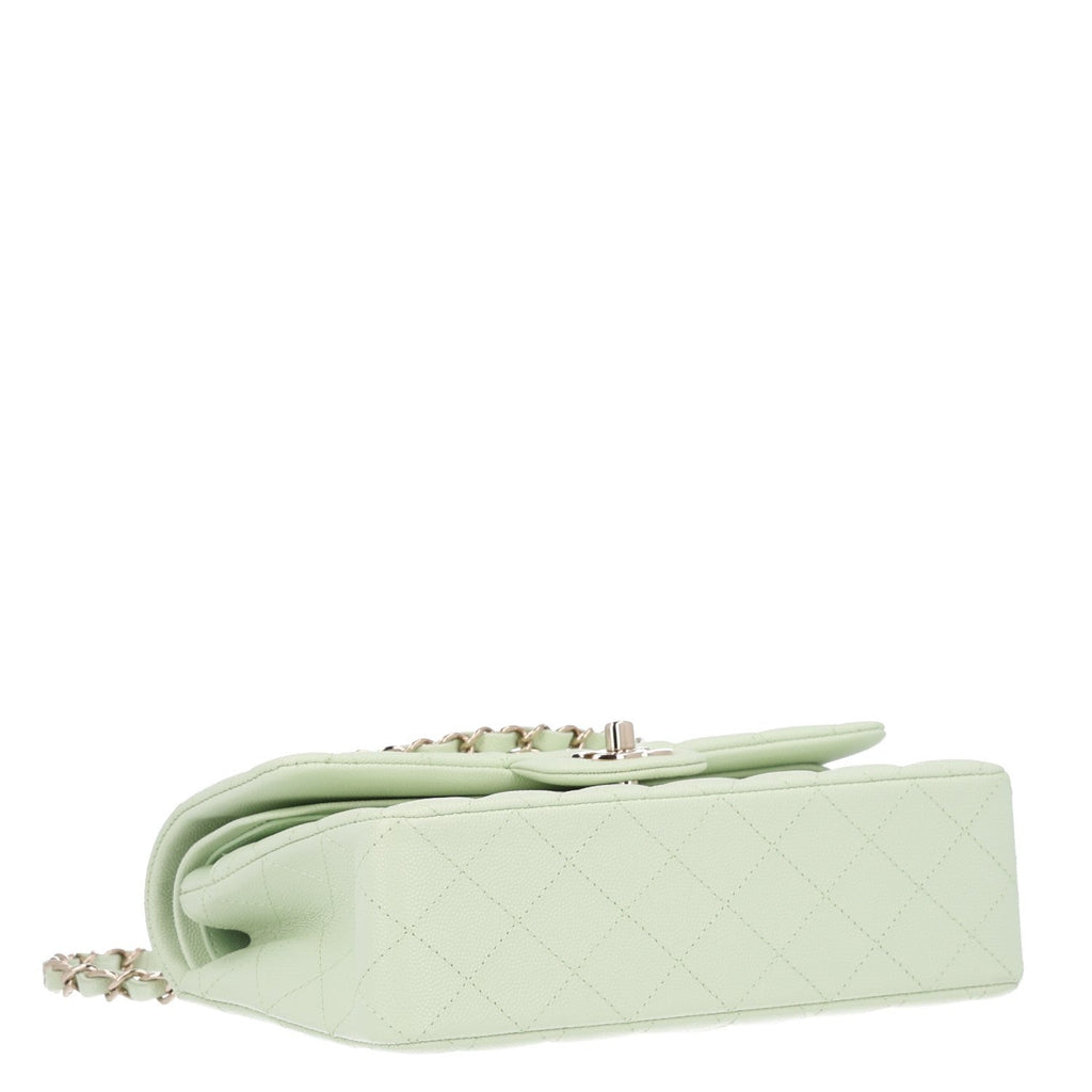 Caviar Quilted Small Double Flap Light Green wholesalehk.shop