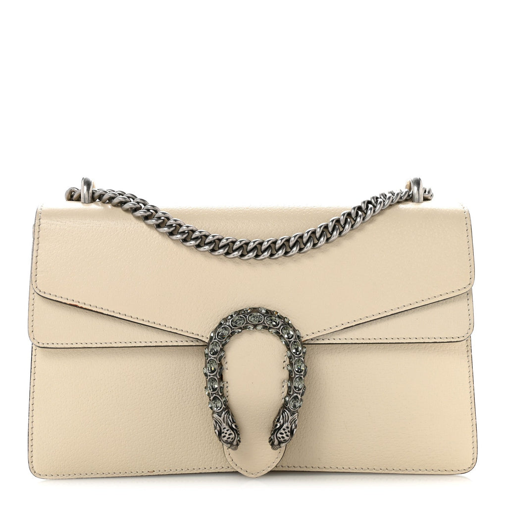 Textured Calfskin Crystal Small Dionysus Shoulder Bag Mystic White wholesalehk.shop