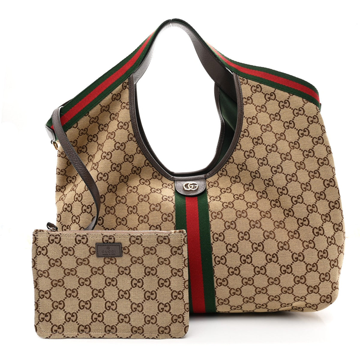 GG Monogram Web Large Giglio Tote Beige Brown wholesalehk.shop