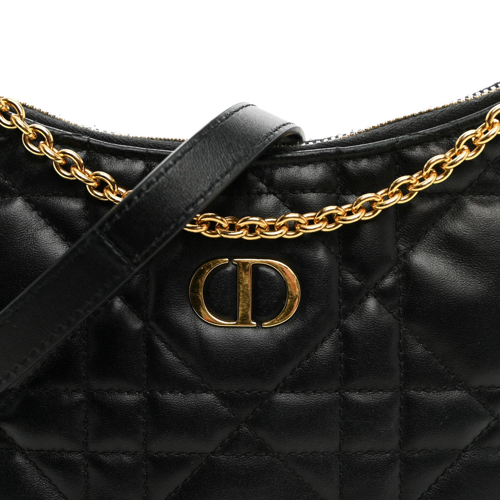 Calfskin Macrocannage Miss Caro Diorling Mini Bag with Chain Black wholesalehk.shop