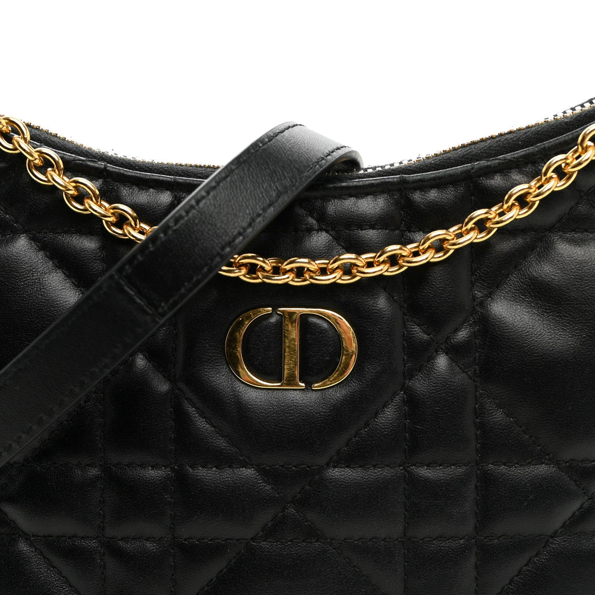 Calfskin Macrocannage Miss Caro Diorling Mini Bag with Chain Black wholesalehk.shop