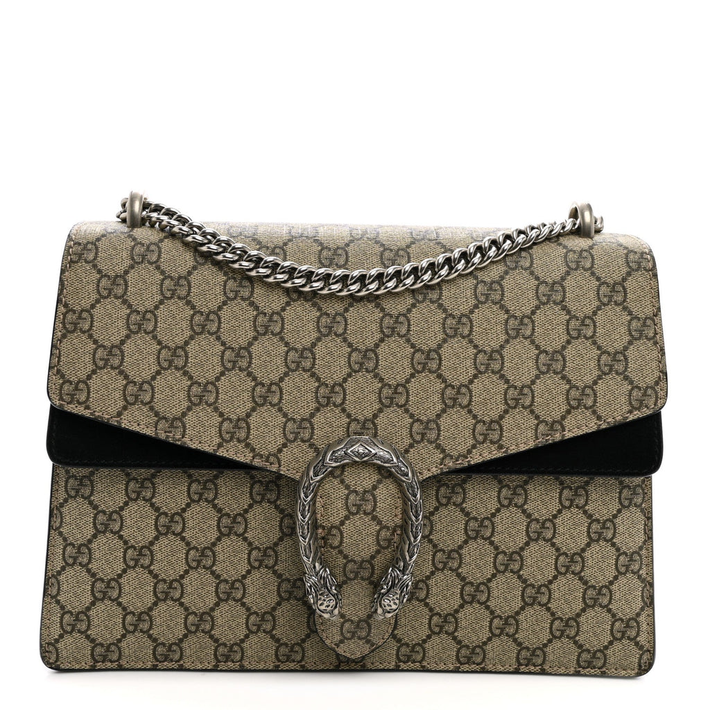 GG Supreme Monogram Medium Dionysus Shoulder Bag Black wholesalehk.shop