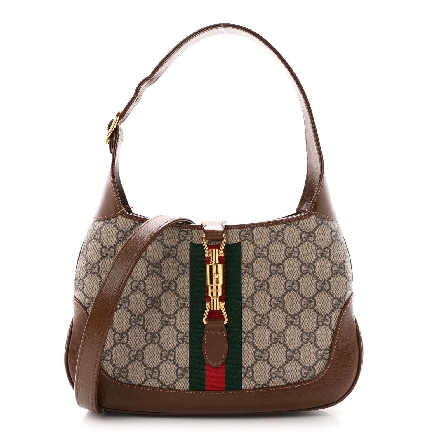 GG Supreme Monogram Azalea Calfskin Web Small Jackie 1961 Hobo Beige Ebony Brown Sugar £¨ Direct shipment via from wholesalehk.shop