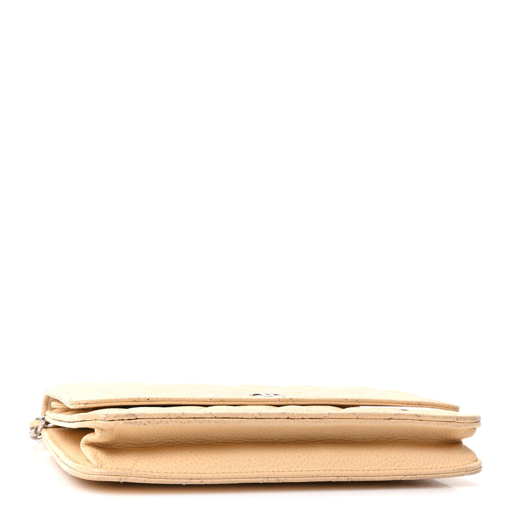 Caviar Quilted Wallet on Chain WOC Beige Clair wholesalehk.shop