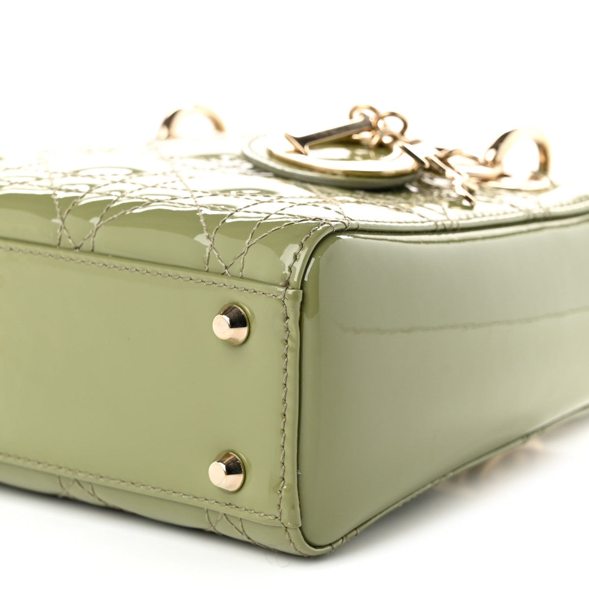Patent Cannage Mini Lady Dior Dusty Green wholesalehk.shop