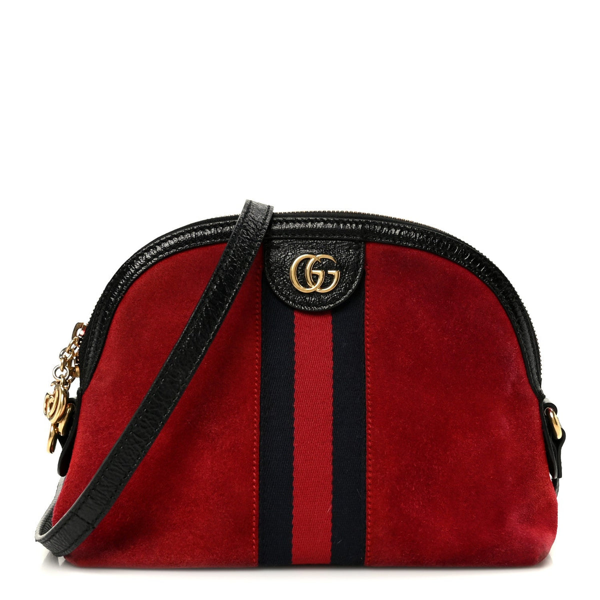 Suede Patent Web GG Small Ophidia Dome Shoulder Bag Hibiscus Red wholesalehk.shop