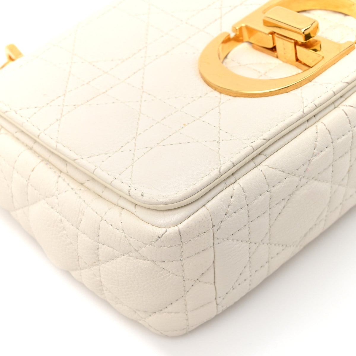 Grained Calfskin Cannage Small Caro Bag White wholesalehk.shop
