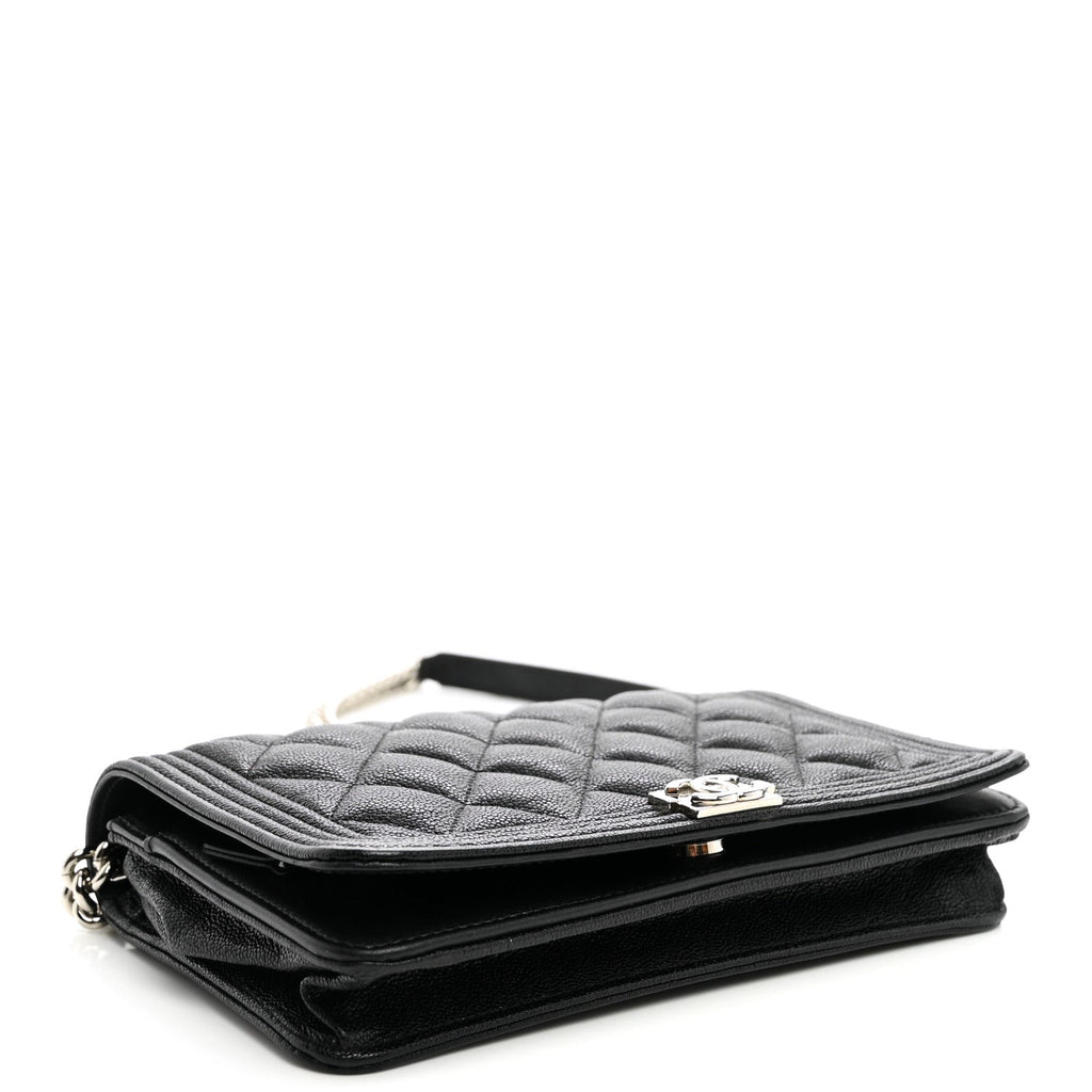 Caviar Quilted Boy Wallet On Chain WOC Black wholesalehk.shop