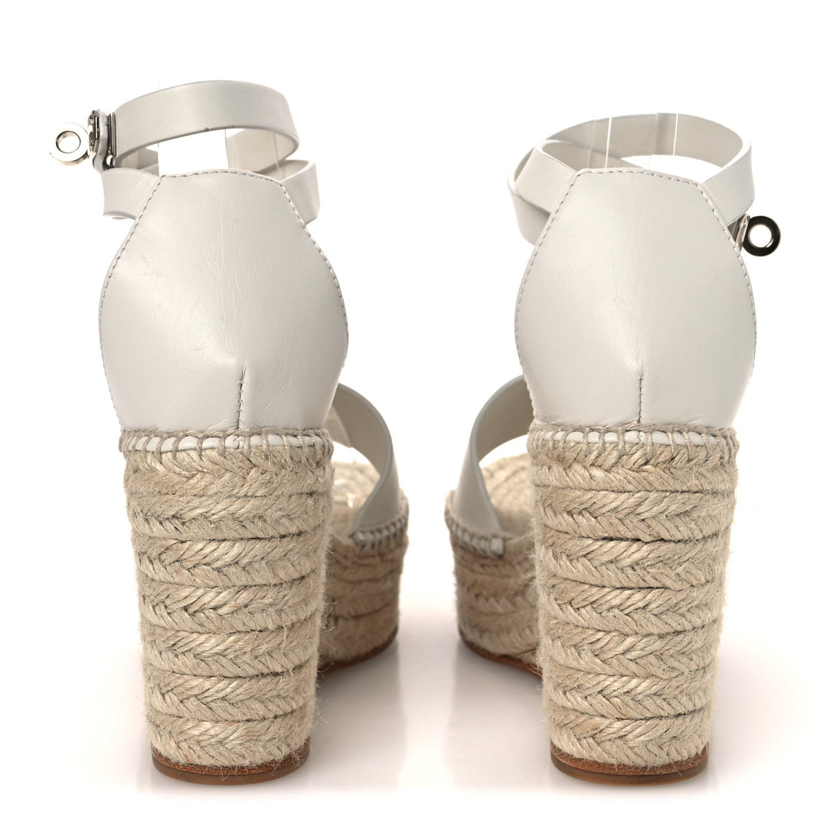 Calfskin Tipoli Espadrille Wedges 38 White wholesalehk.shop