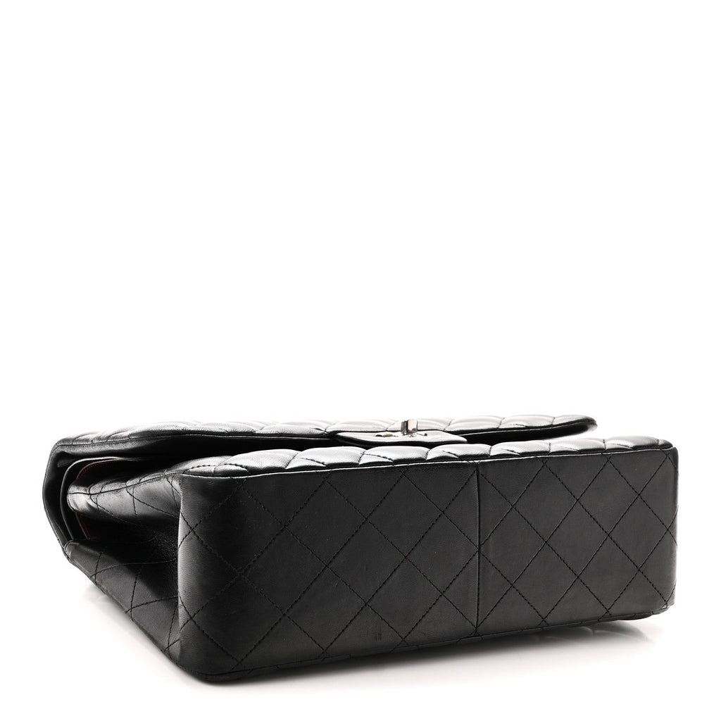 Lambskin Quilted Jumbo Double Flap Black wholesalehk.shop