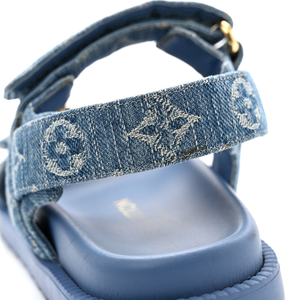 Denim Monogram LV Sunset Comfort Flat Sandals 37 Blue £¨ Direct shipment via from wholesalehk.shop
