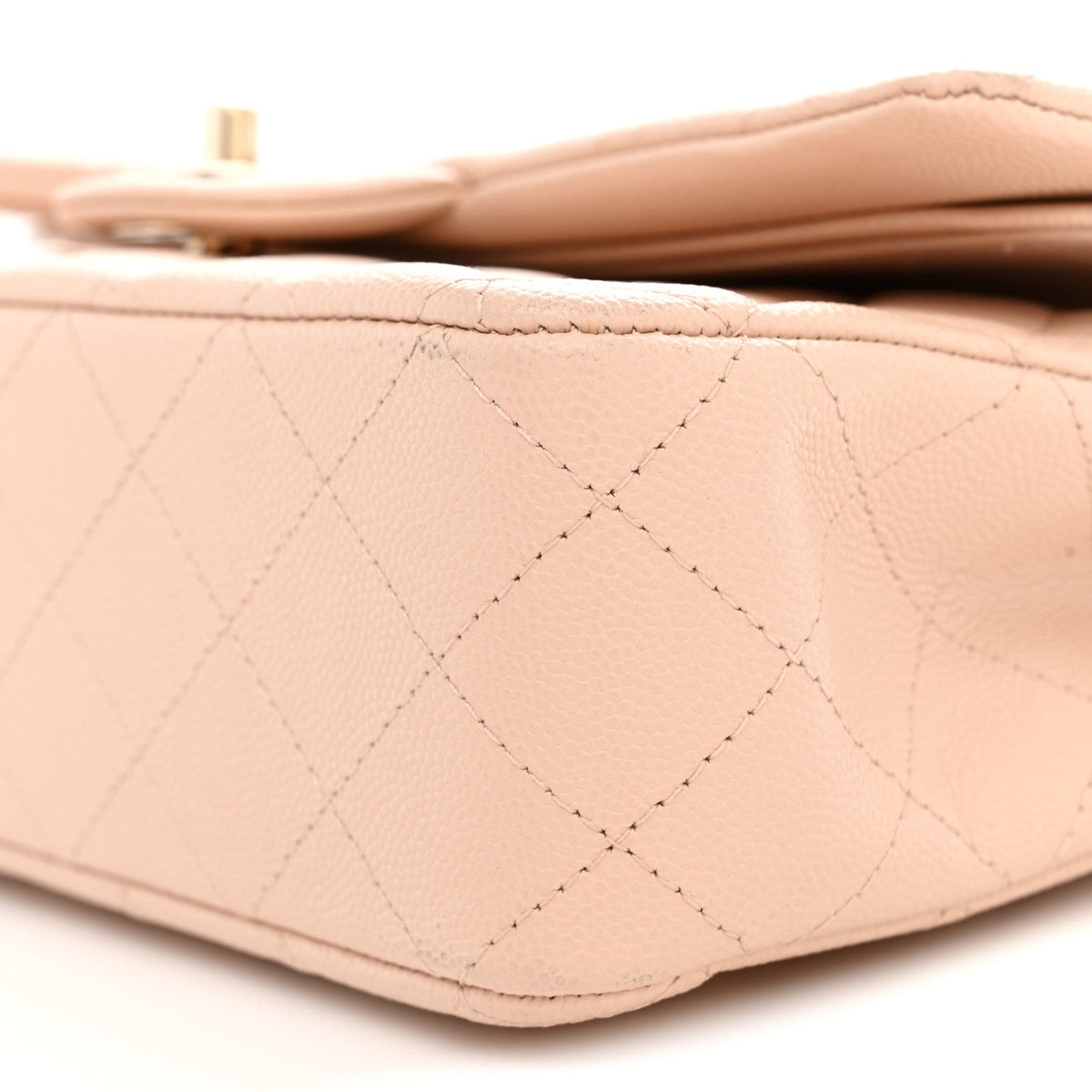 Caviar Quilted Medium Double Flap Light Beige wholesalehk.shop