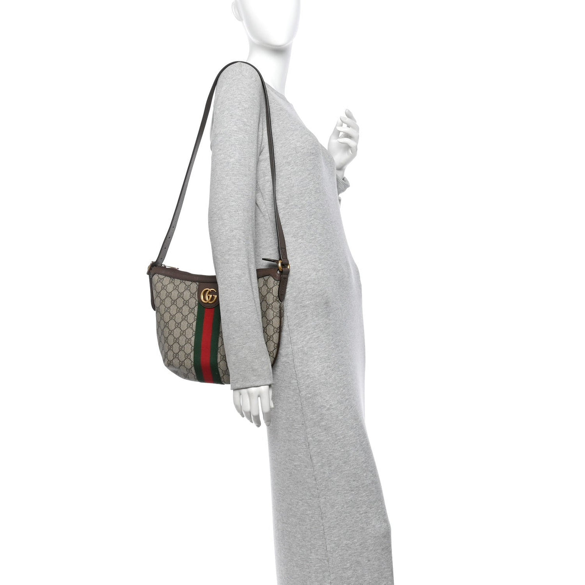 GG Supreme Monogram Web Small Ophidia Half Moon Hobo Brown wholesalehk.shop