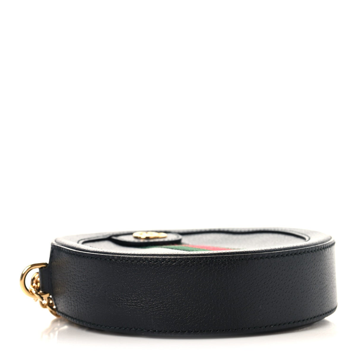 Grained Calfskin Web Mini Ophidia Round Shoulder Bag Black wholesalehk.shop