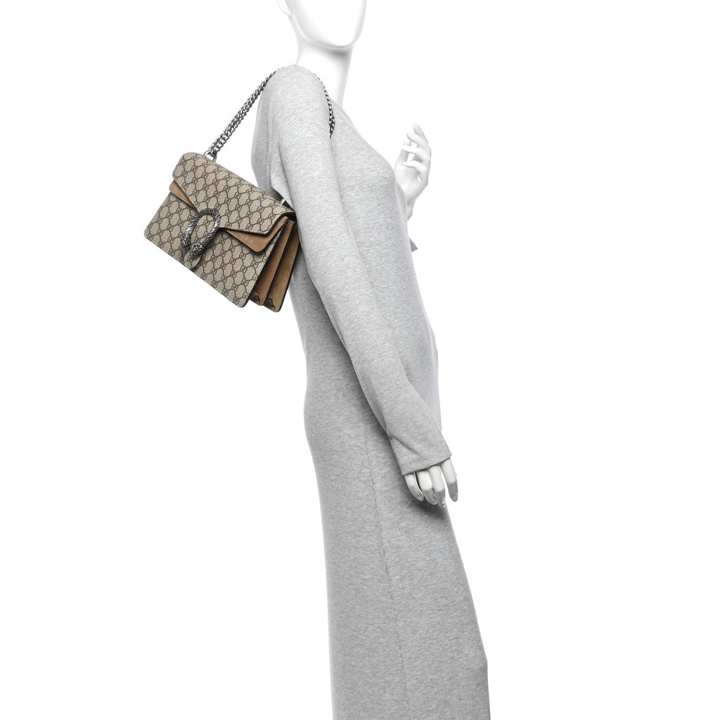 GG Supreme Monogram Suede Small Dionysus Shoulder Bag Beige Ebony Taupe wholesalehk.shop
