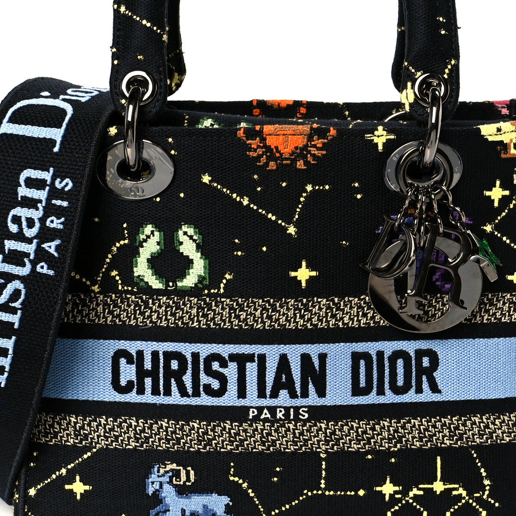 Canvas Pixel Zodiac Embroidered Medium Lady D-Lite Nero Multicolor wholesalehk.shop