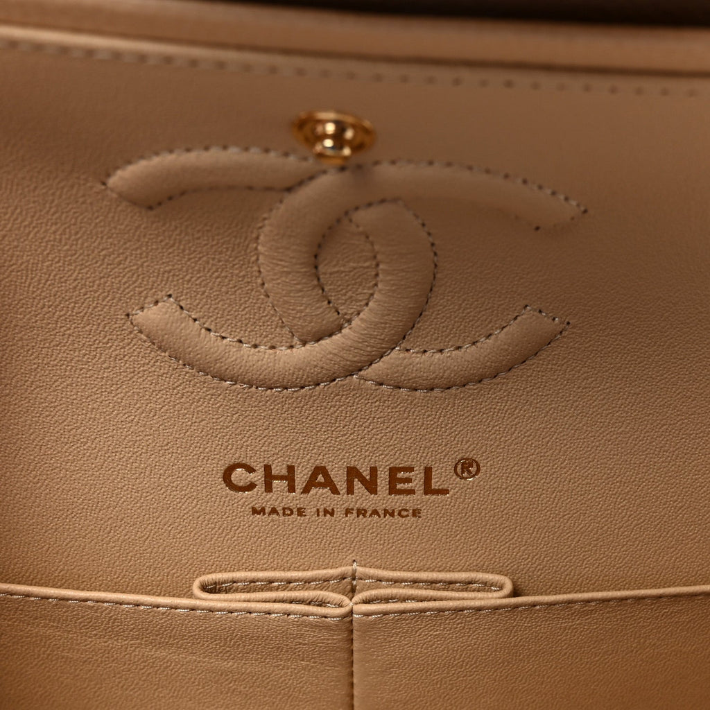 Caviar Quilted Small Double Flap Beige wholesalehk.shop