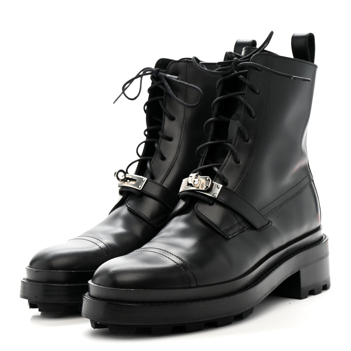 Glossed Calfskin Funk Ankle Boots 37.5 Black wholesalehk.shop