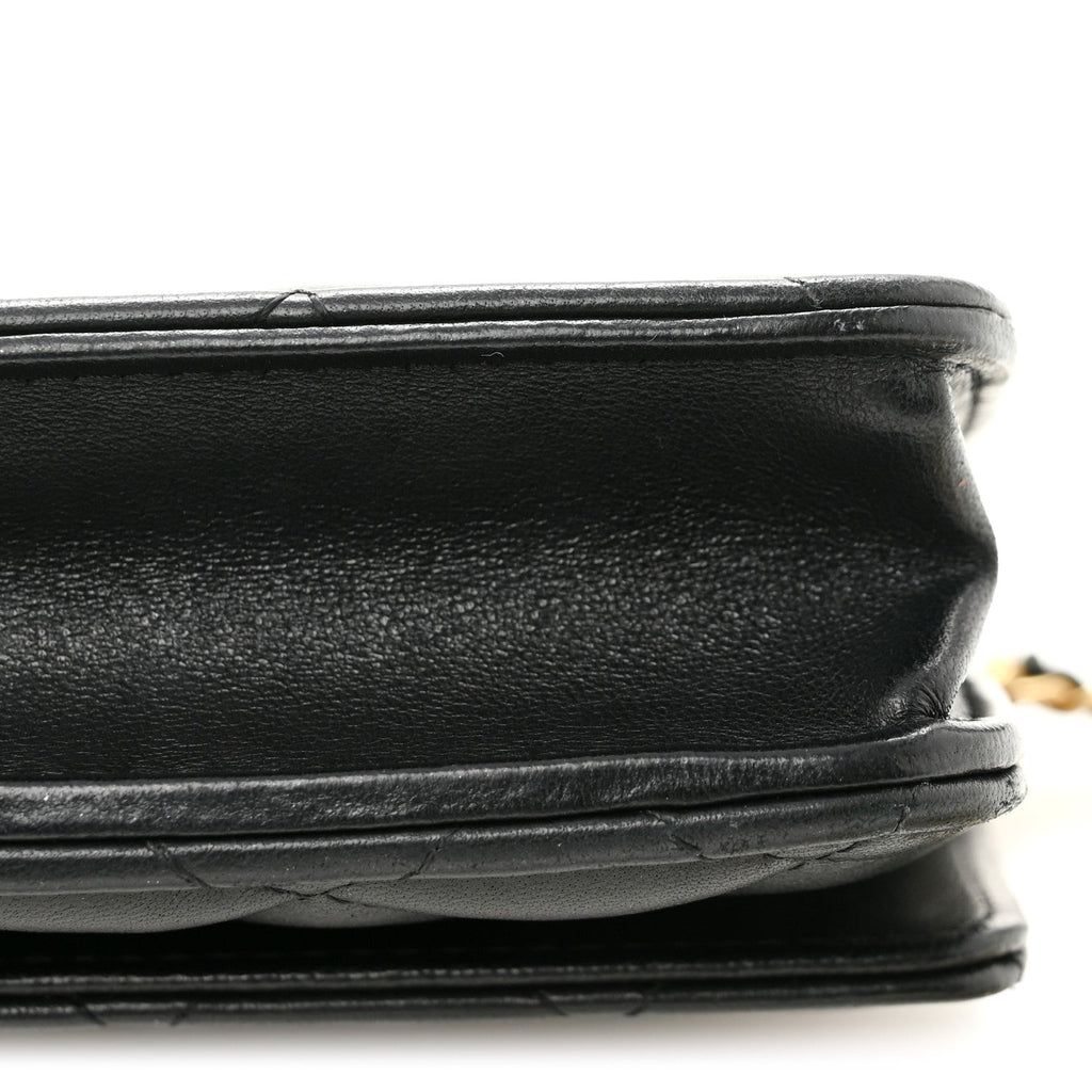 Lambskin Quilted CC Pearl Crush Wallet on Chain WOC Black wholesalehk.shop