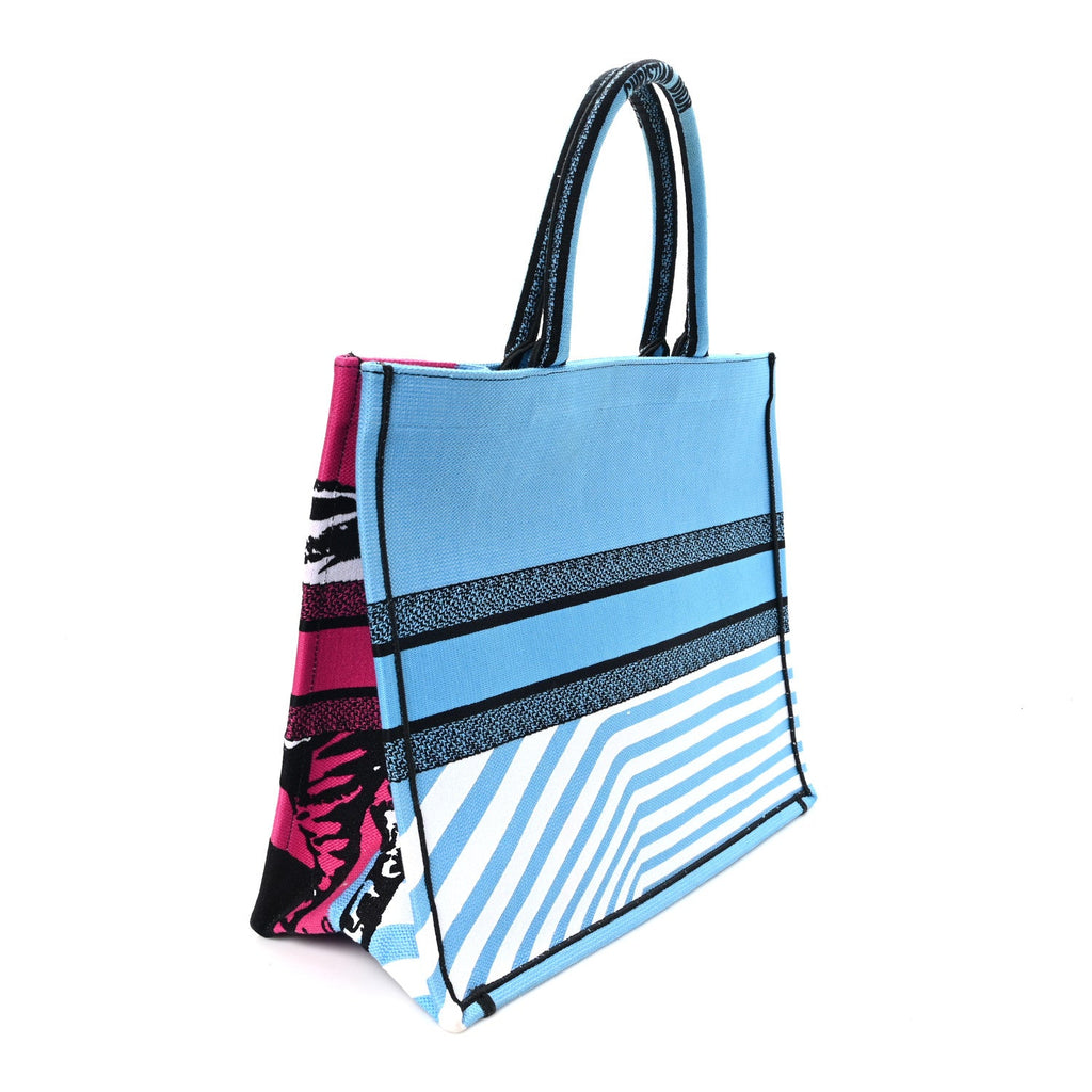 Canvas Embroidered Large Jungle Pop Book Tote Blue Multicolor £¨ Direct shipment via from wholesalehk.shop
