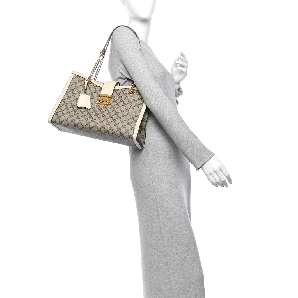 GG Supreme Monogram Medium Padlock Tote White £¨ Direct shipment via from wholesalehk.shop