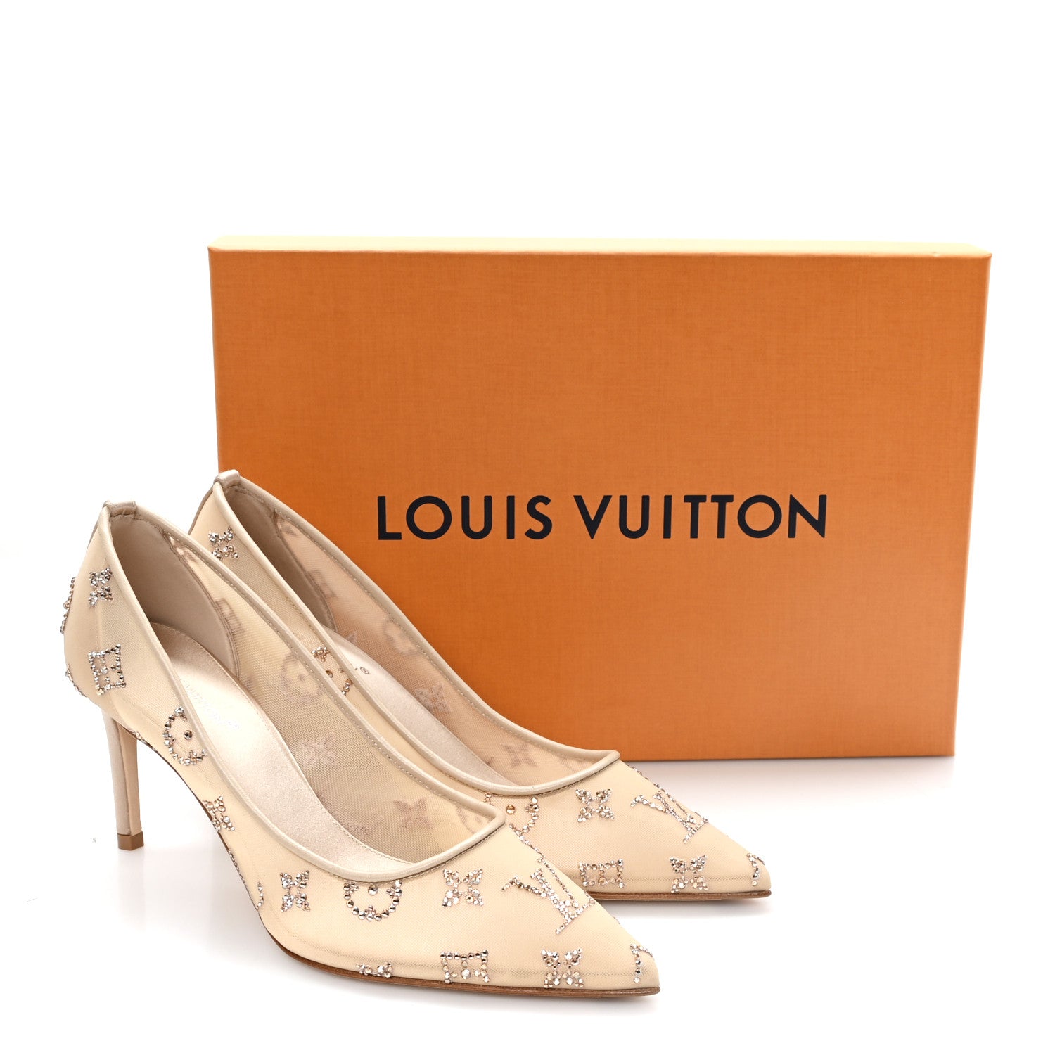 Monogram Mesh Strass Gala Pumps 35 Nude £¨ Direct shipment via from wholesalehk.shop
