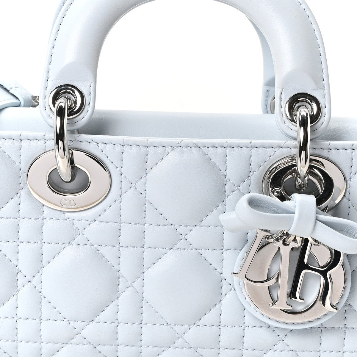 Lambskin Cannage Small Lady D-Joy Light Blue wholesalehk.shop