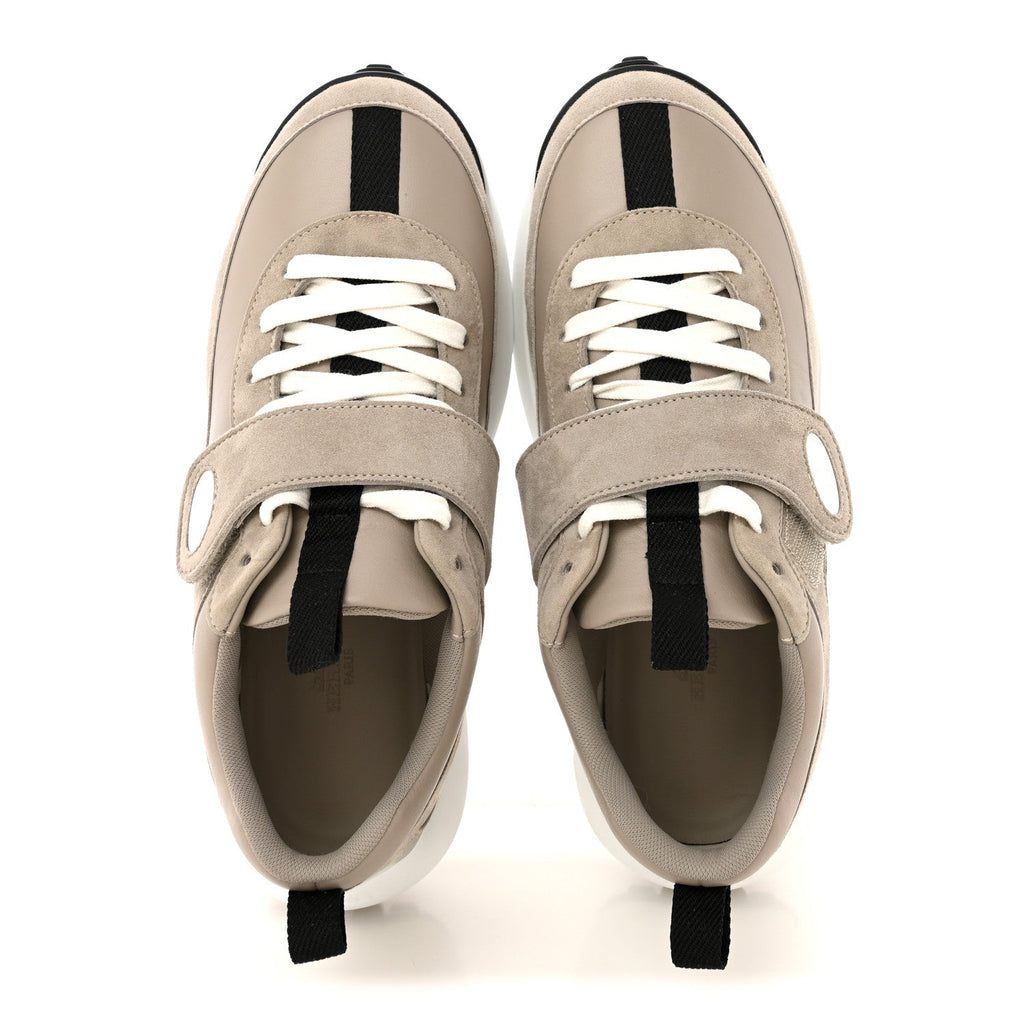 Calfskin Suede Goatskin Loop Sneakers 37 Beige Galet wholesalehk.shop