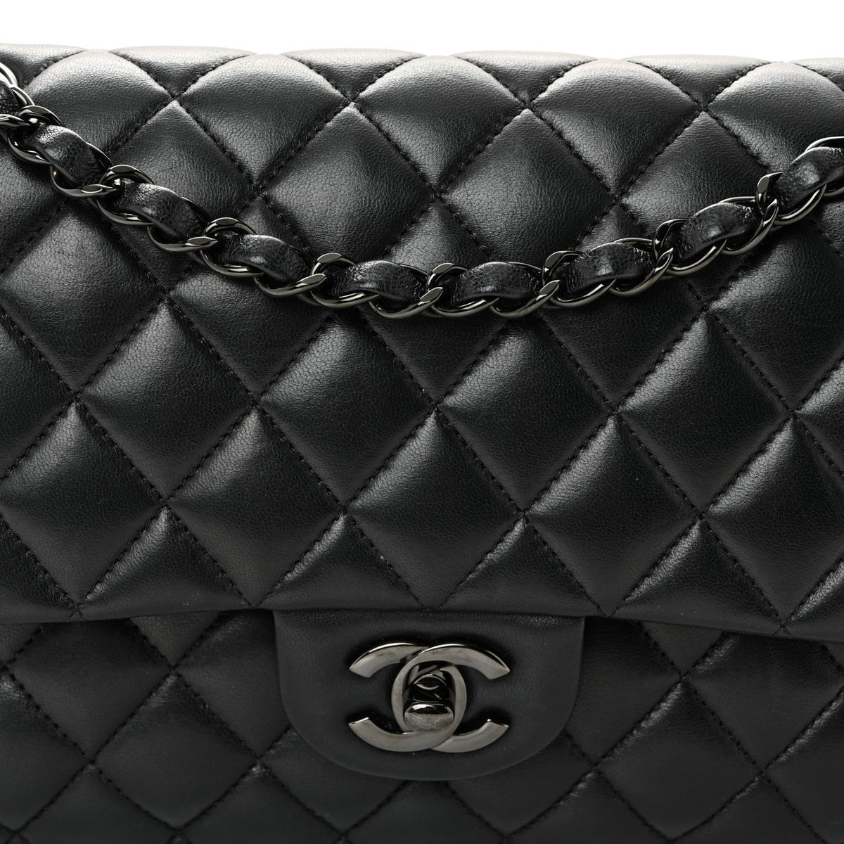 Lambskin Quilted Medium Double Flap So Black wholesalehk.shop