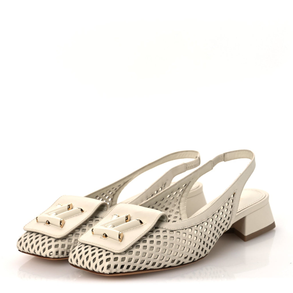 Calfskin Perforated Shake Slingback Pumps 35.5 Creme Beige £¨ Direct shipment via from wholesalehk.shop